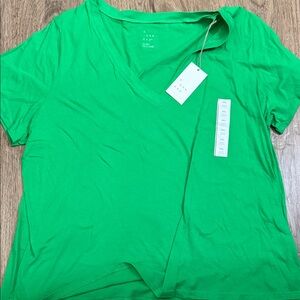 a new day Bright Green V-Neck Short Sleeve Tee